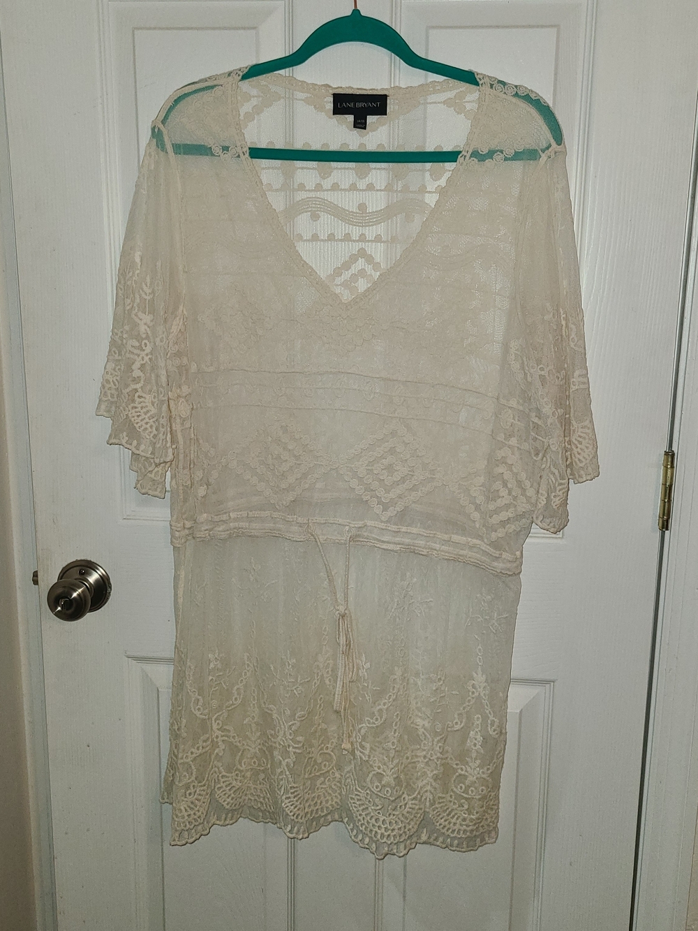 Lane Bryant Cream Lace V-Neck Tunic Top